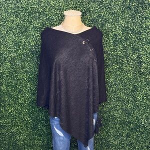 Chic Dark Gray Buttoned Poncho for Women